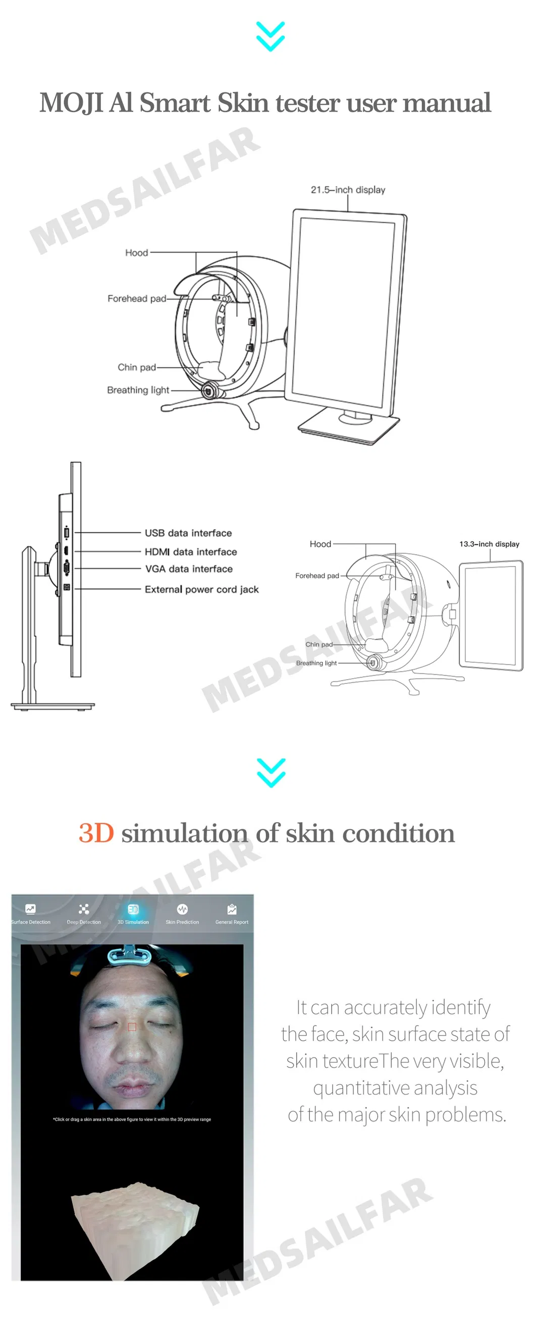 Visia Microscope Lens Facial Scanner Tester Portable 3D Wholesale Facial Skin Analyzer System Machine