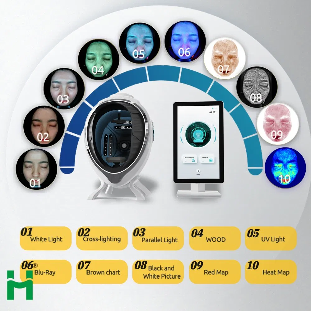 3D AI Skin Analysis Machine Facial Skin Analyzer Scanner 9 Spectrum Digital Analyzer Face Analysis Machine for Beauty Salon