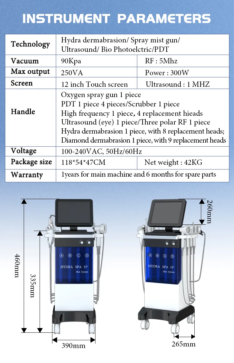 Multi-Functional RF Facial Beauty Instrument Diamond Dermabrasion Skin Whitening Deep Cleaning Salon Machine