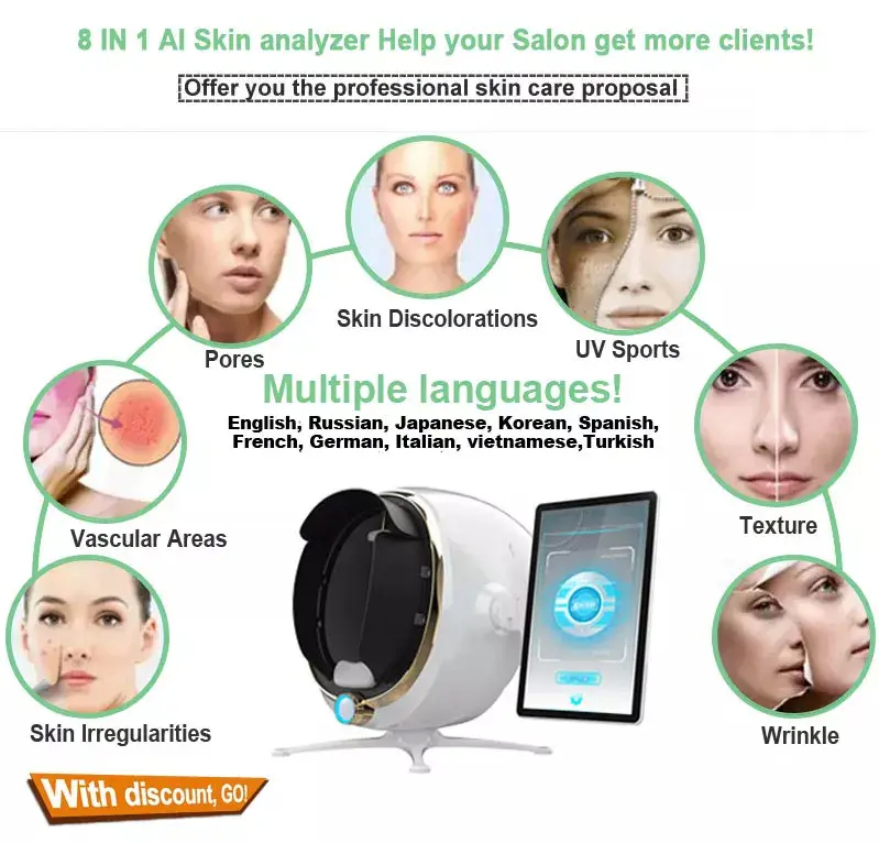 Portable Visia 3D Ai Face Skin Diagnostics Facial Tester Scanner Device Analyzer Analizador De Piel Magic Mirror Skin Analysis Machine