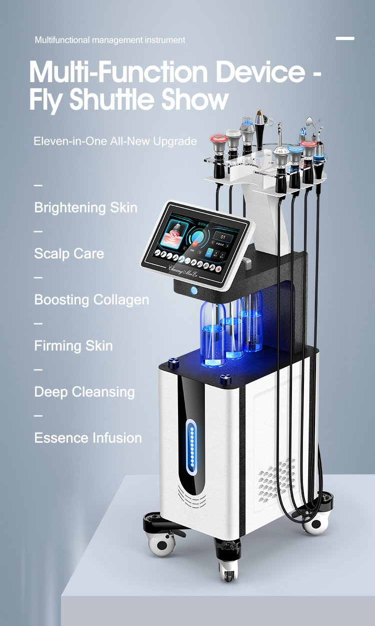 2026 Best Face Cleaning 11 in 1 Hydro Machine Facial Pure Water Oxygen RF Ultrasound Hydrodermabrasion Oxygen Jet Facial Machine