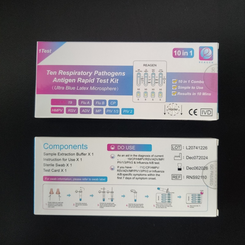 10-in-1 Respiratory Pathogens Antigen Rapid Test Kit Home Use Self-Test Combo for Infectious Disease Veterinary Test Strips