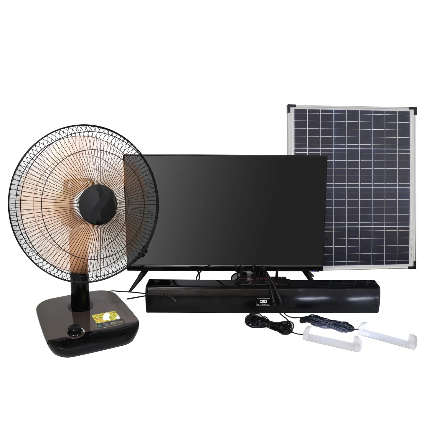 Solar Soundbar Home TV Lighting System 100W Solar Panel 20/36ah Battery Support Bluetooth FM Audio Portable HiFi Sound Theater Solar TV System