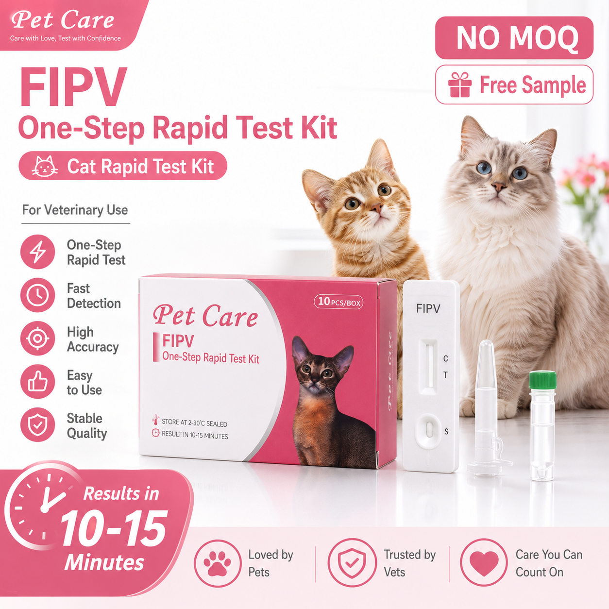 Low Price No MOQ Veterinary FIPV Rapid Test Kit - Feline Infectious Peritonitis Virus Ag Reagent VID for Cat Disease Diagnosis