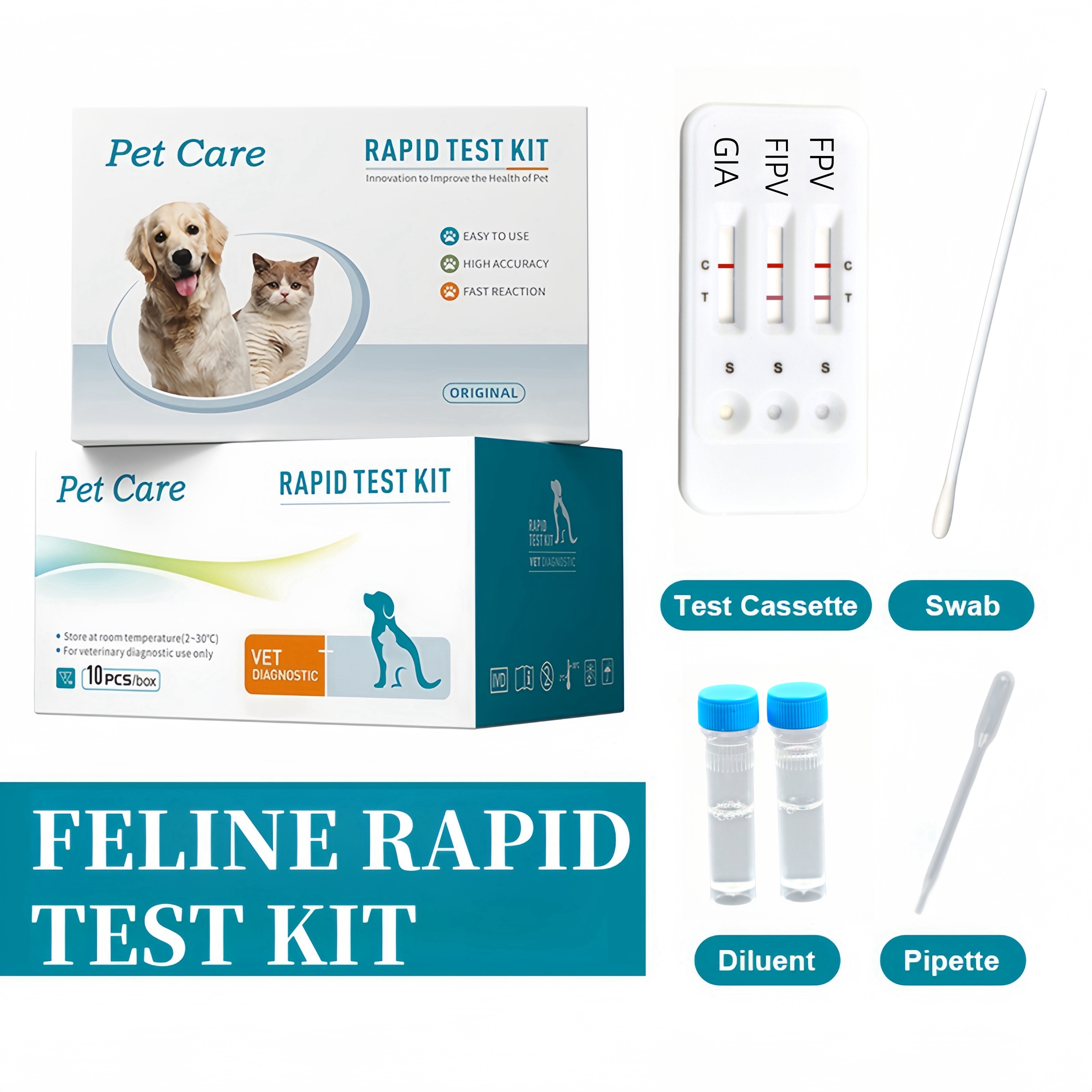 Cat Feline Rapid Parvo FPV-FIIPV-Giardia Inspection Combined Detection Diagnostic Lambia Rapid Kit