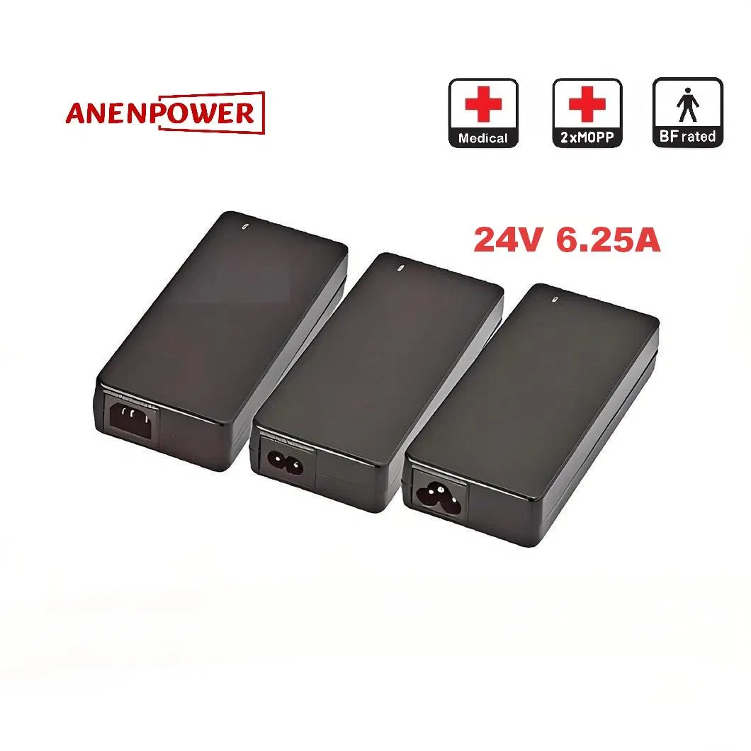IEC/UL 60601-1 2*Mopp Power Supply 24V 7A 150W Max Desktop CE UL Ukca Rcm Medical AC DC Power Adapter