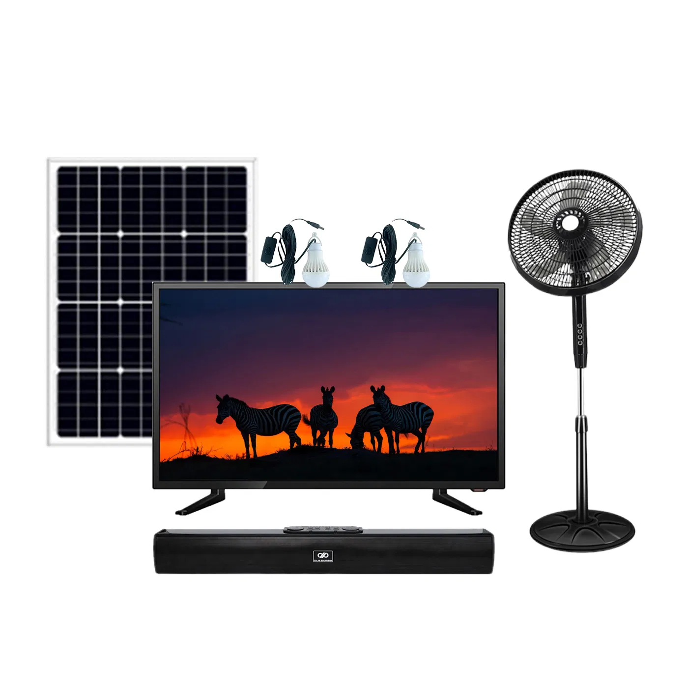 Solar Soundbar TV Lighting Home System LED Lamps 8 20 36ah Battery Built-in Solar Support Bluetooth FM Radio Audio