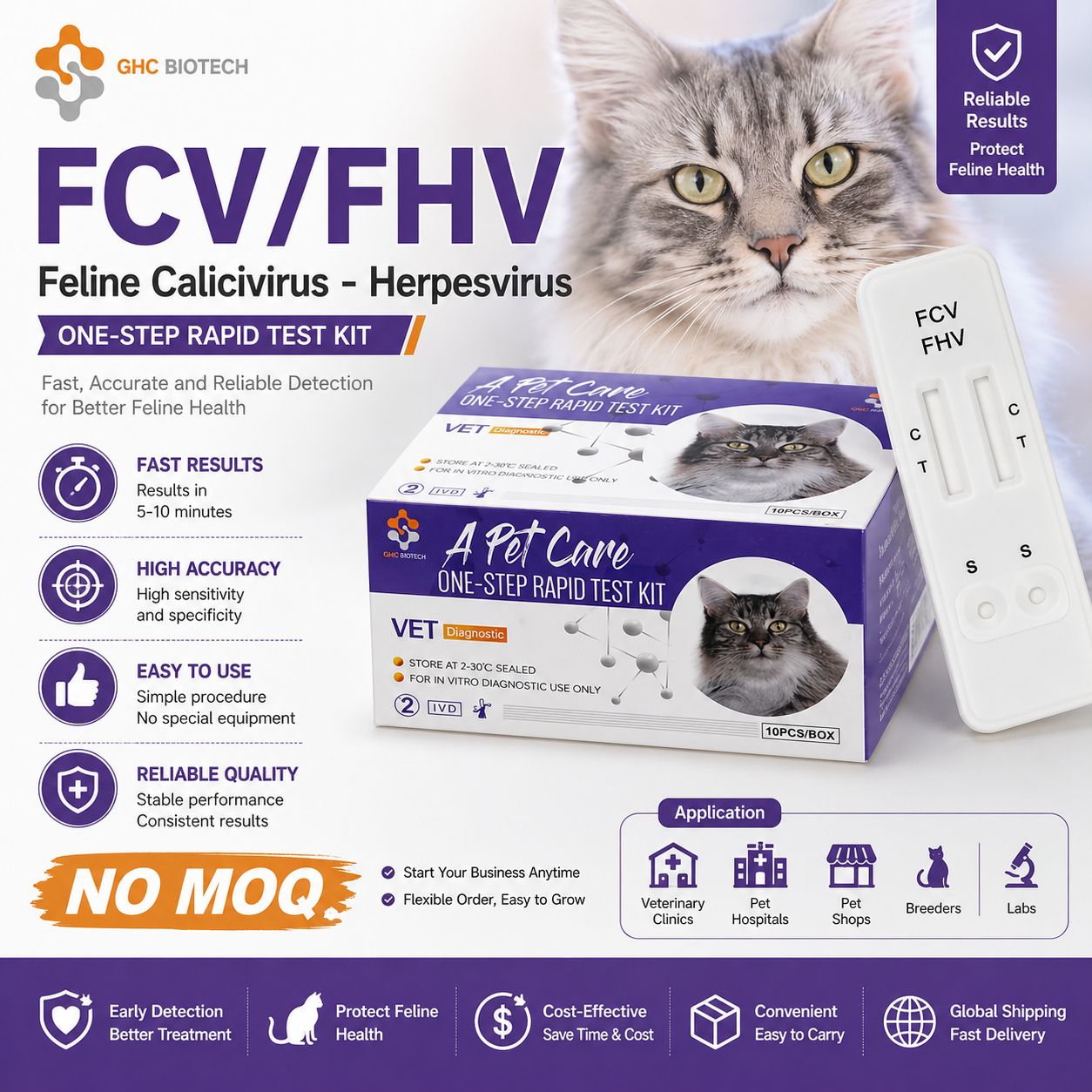 High Sensitivity 6-in-1 Feline Rapid Test Kit Medical Grade Cat Infectious Disease Diagnostic Combo Test Kit