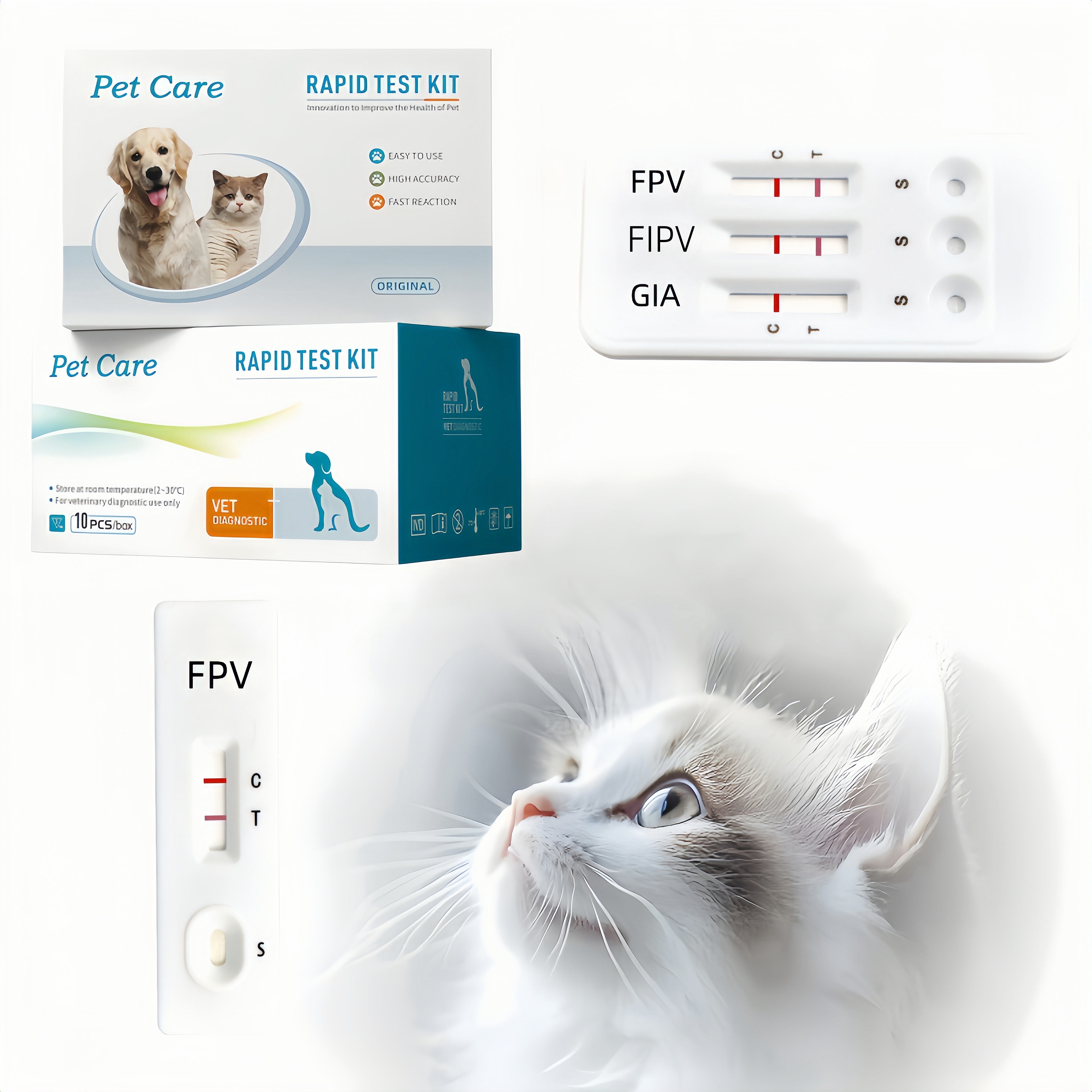Cat Feline Rapid Parvo FPV-FIIPV-Giardia Inspection Combined Detection Diagnostic Lambia Rapid Kit