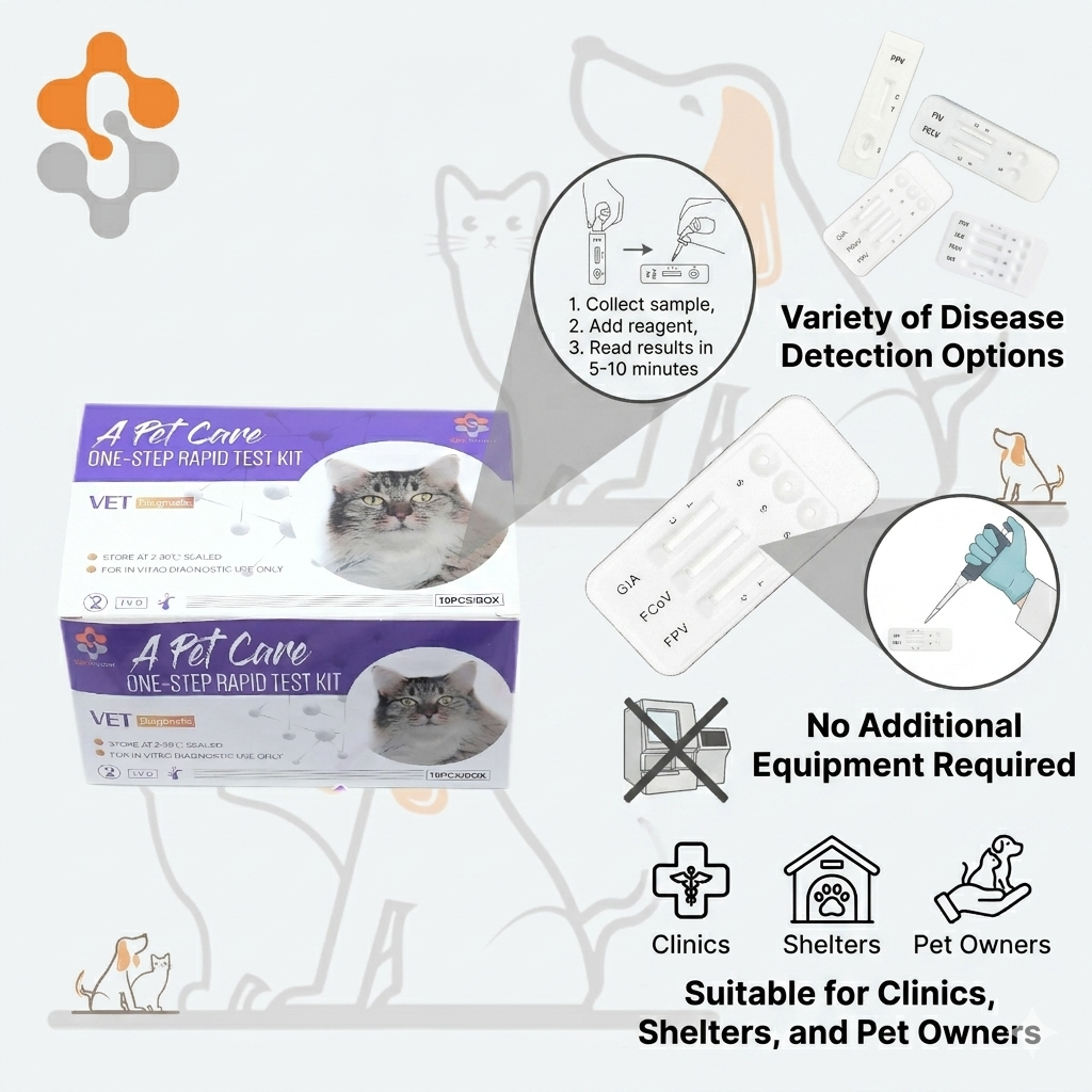 High Sensitivity 6-in-1 Feline Rapid Test Kit Medical Grade Cat Infectious Disease Diagnostic Combo Test Kit