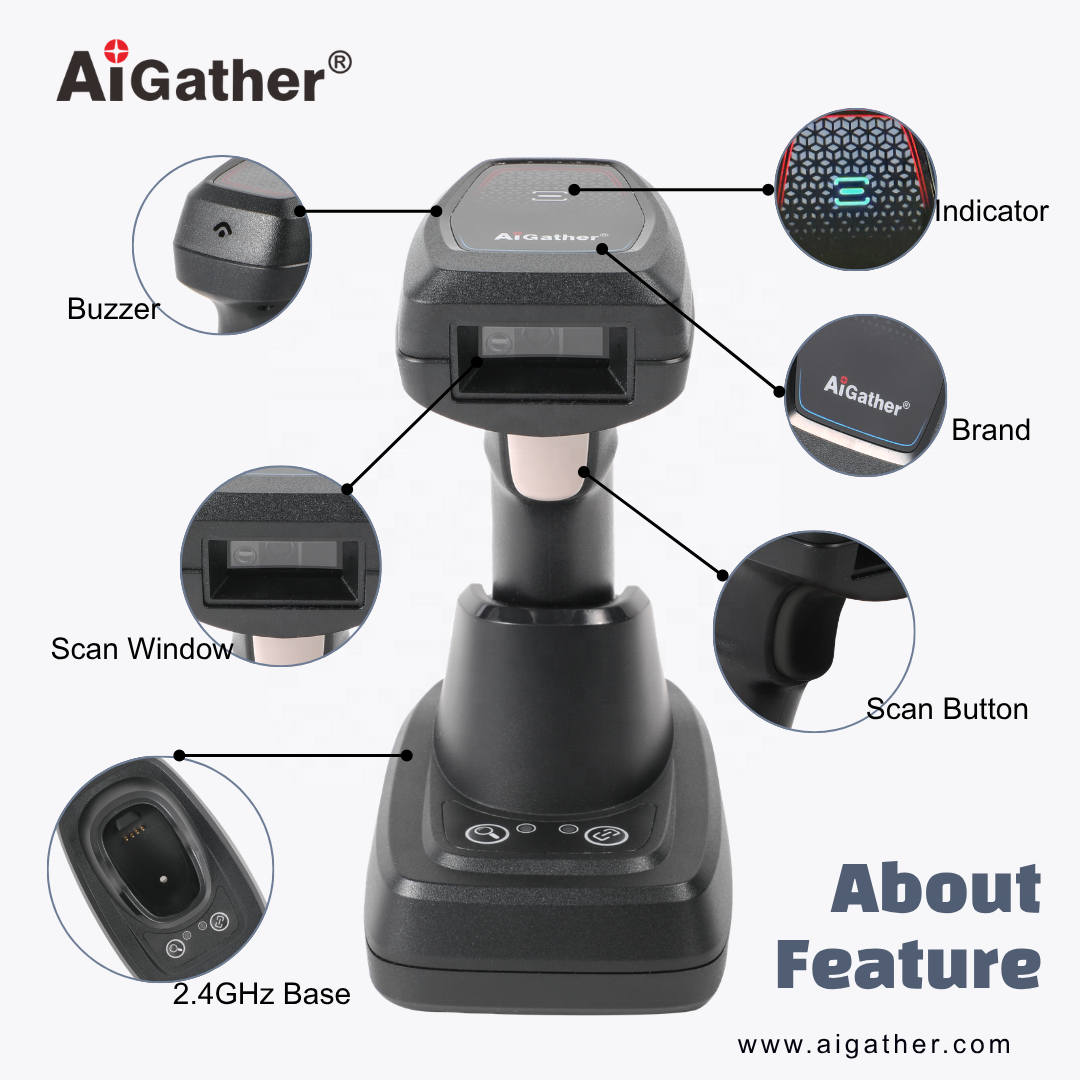 Wireless 2.4G With Charging Stand 2D Dual-Mode Connectivity Medication Management Medical Record Barcode Scanninge A-9642BTHD
