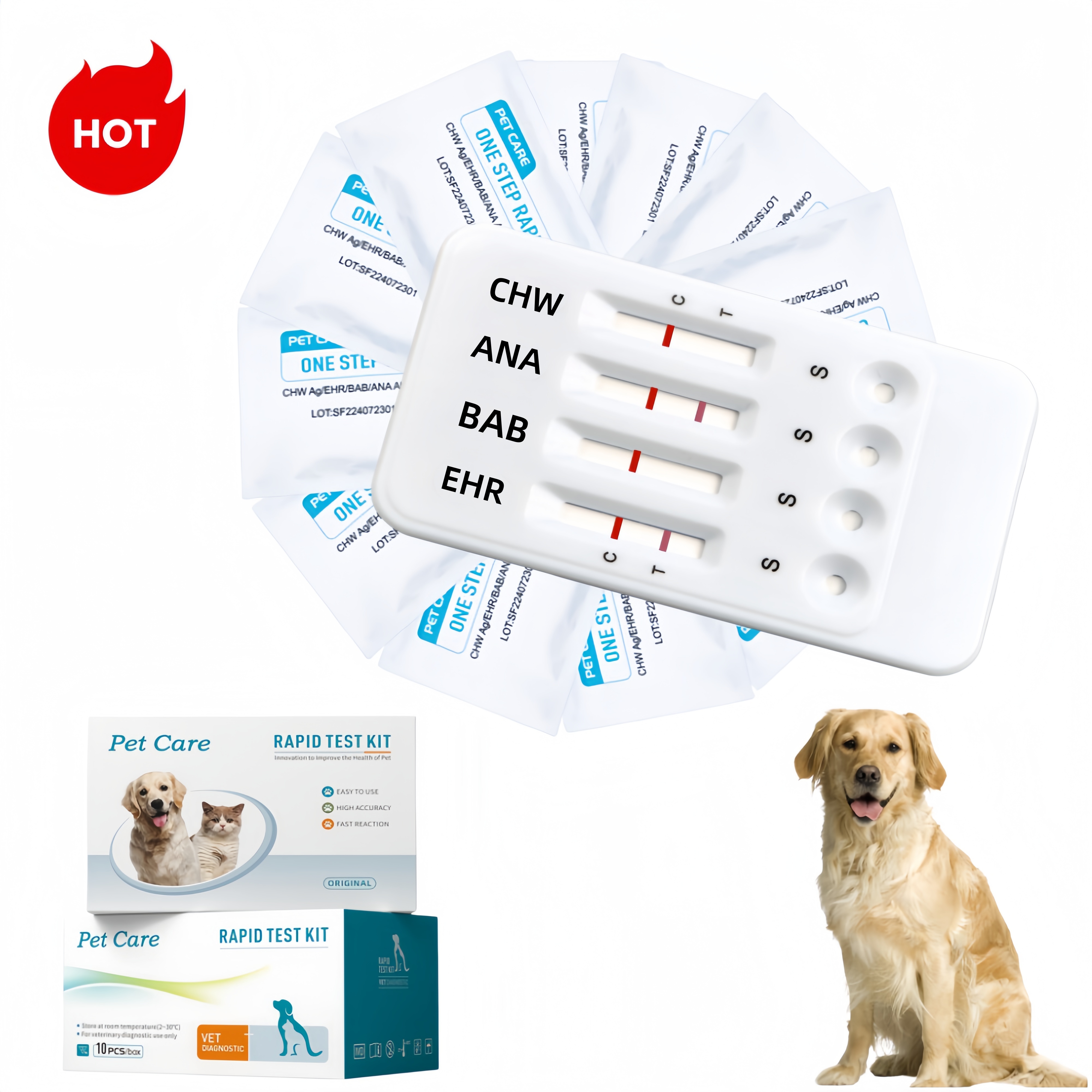 Dog 3 Way Test Kit EHR ANA BAB Test Canine Ehrlichia Anaplasma Babesia Gibsoni Combo Test Kit