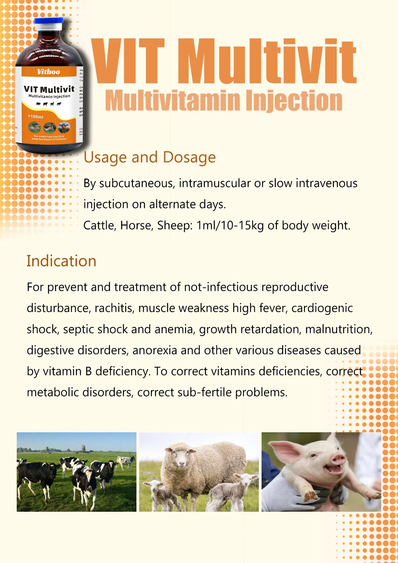 Cattle Sheep Multivitamins Injection Treatment Prevention of Vitamin Deficiencies