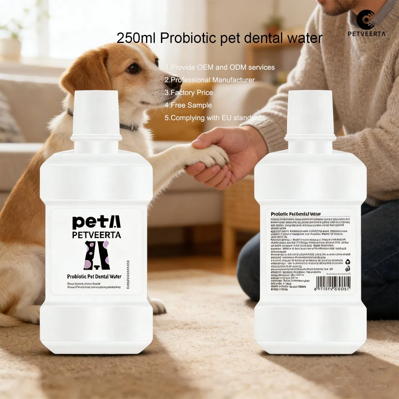 Natural Ingredient Probiotic Pet Dental Water for Pets with Halitosis