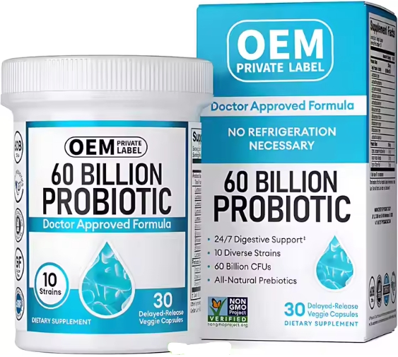 OEM Probiotics Capsules Probiotics 60 Billion Cfu 10 Strains + Organic Prebiotics - Immune, Digestive &amp; Gut Health - for Women &amp; Men