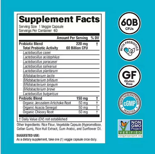 OEM Probiotics Capsules Probiotics 60 Billion Cfu 10 Strains + Organic Prebiotics - Immune, Digestive &amp; Gut Health - for Women &amp; Men