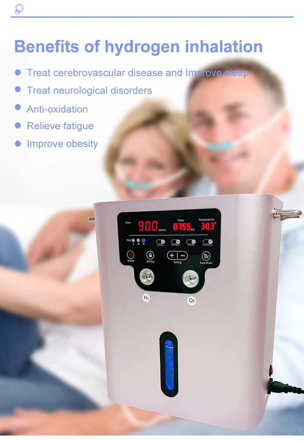 آلة استنشاق الهيدروجين النقي الأكسجين 900ml