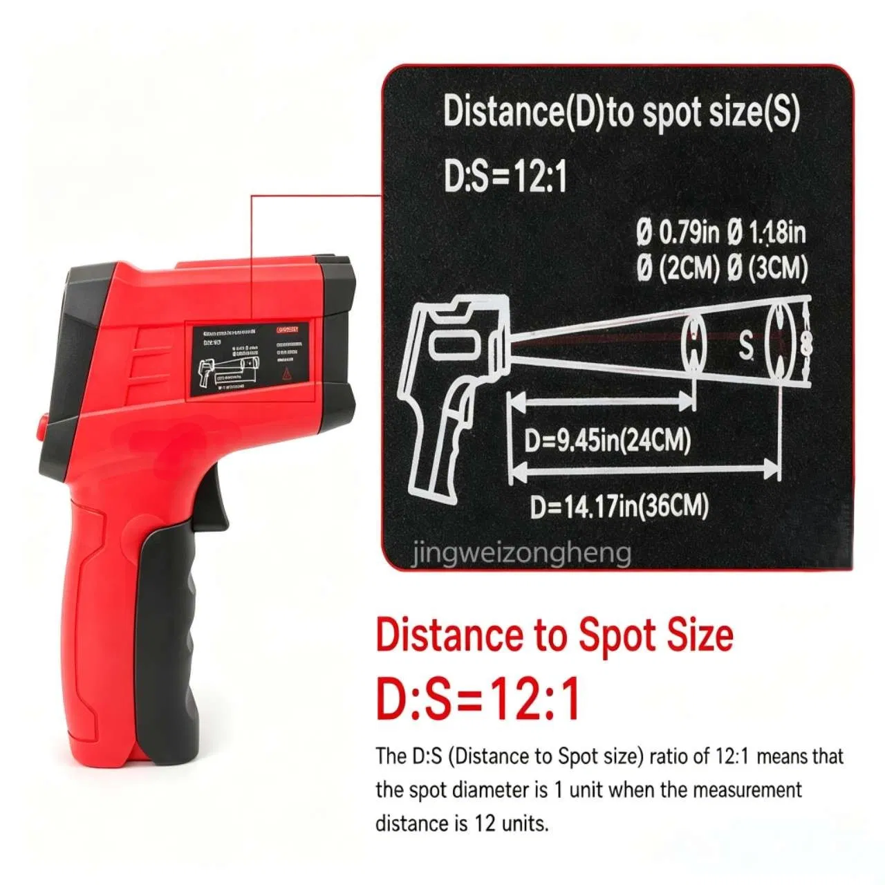 High Temperature Infrared Laser Thermometer with Adjustable Emissivity for Metal Processing &amp; Kilns