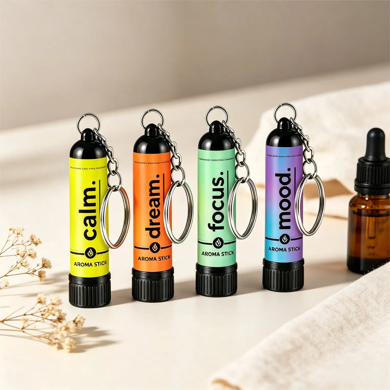 عطر آمن للجلد، جهاز استنشاق أنفي محمول مع حلقة مفاتيح للاستخدام الشخصي اليومي
