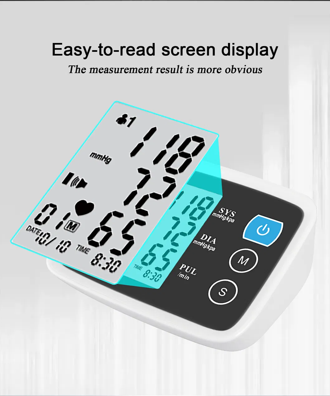 جهاز قياس ضغط الدم ومعدل ضربات القلب الذكي مع شاشة LCD الرقمية