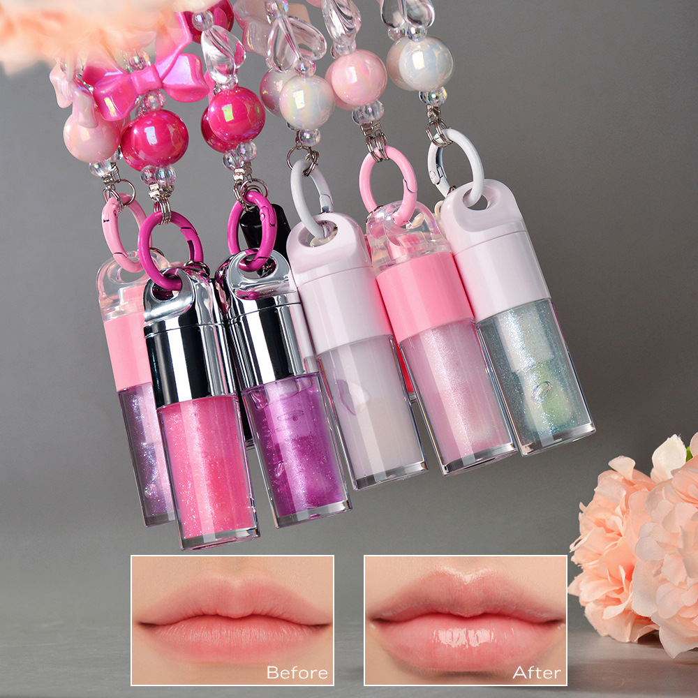 Wholesale Vegan Moisturizing Hydrating Lip Gloss Private Label Bracelet Lip Oil Fruit Flavor Liquid Form Color-Changing Effect