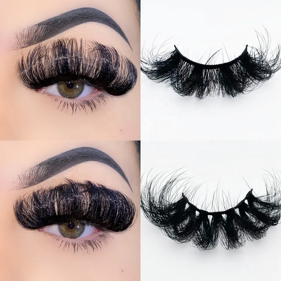Russian 5D Full Strip Fluffy D-Curl 3D Faux Mink Eyelashes 25mm-30mm False Lashes Wholesale Vendor