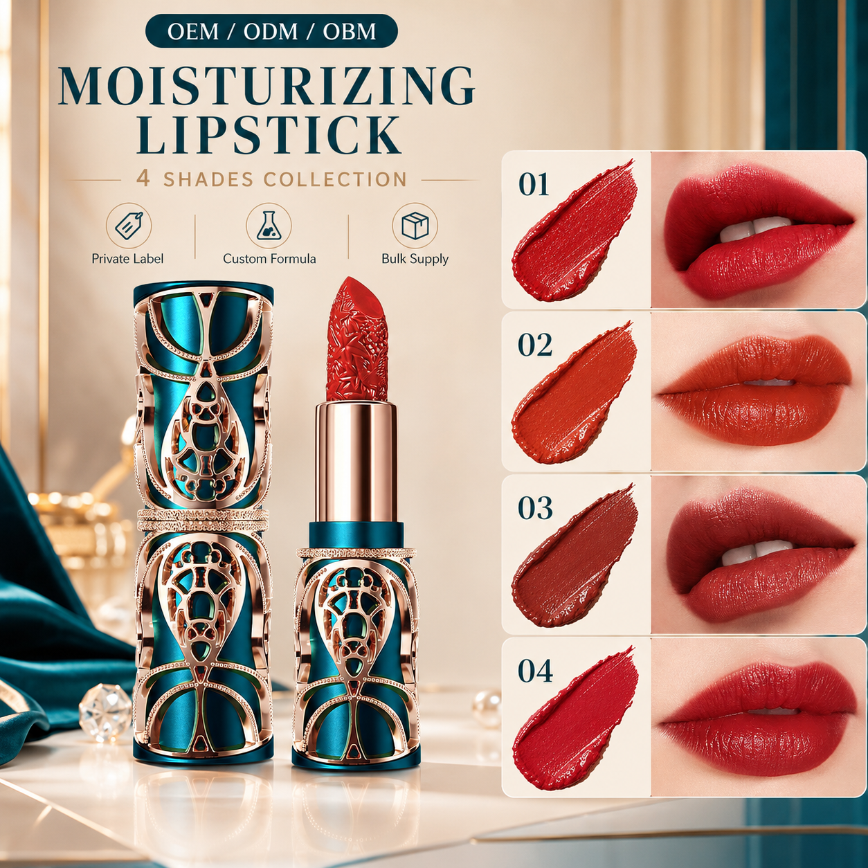 HIH Phoenix Yuyue Makeup Carved Lipstick Silky Color Retro Flower with Makeup Is Red National Style Texture Lipstick