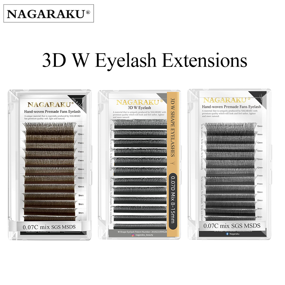 NAGARAKU 3D-6D W Shape Volume Eyelash Extension Individual False Eyelashes 3D 4D 5D Clover Lashes Private Label Lash Extensions