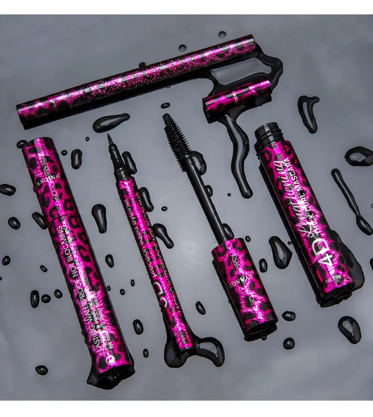 Red Leopard Liquid Mascara Eyeliner Long-Lasting Thick and Slim Natural Curly Cross Border Makeup Set