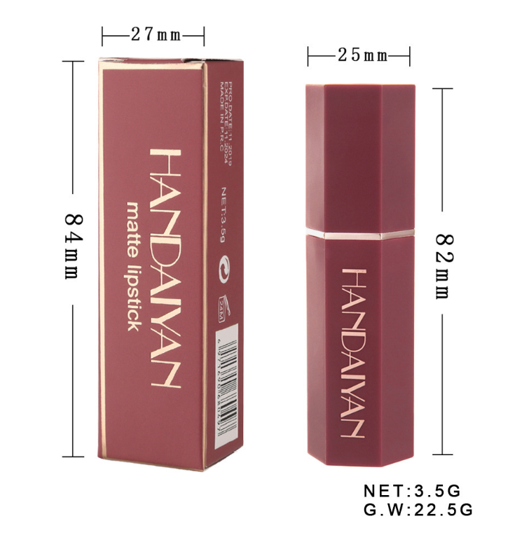 Handaiyan Lipstick 6 Colours Matte Makeup Lipstick Waterproof Pigment Long Lasting Lipstick