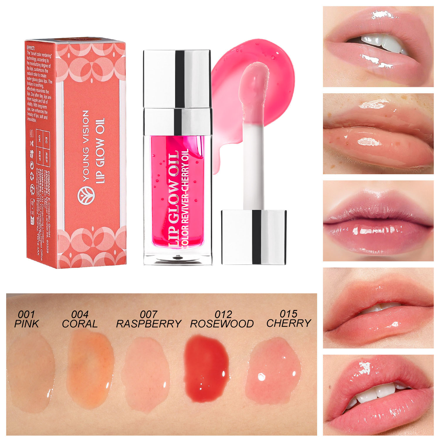 Vegan Non-sticky Hydrating Moisturizing Long Lasting Shiny Clear Glossy Lip Plumping Tint Lip Oil Lip Gloss