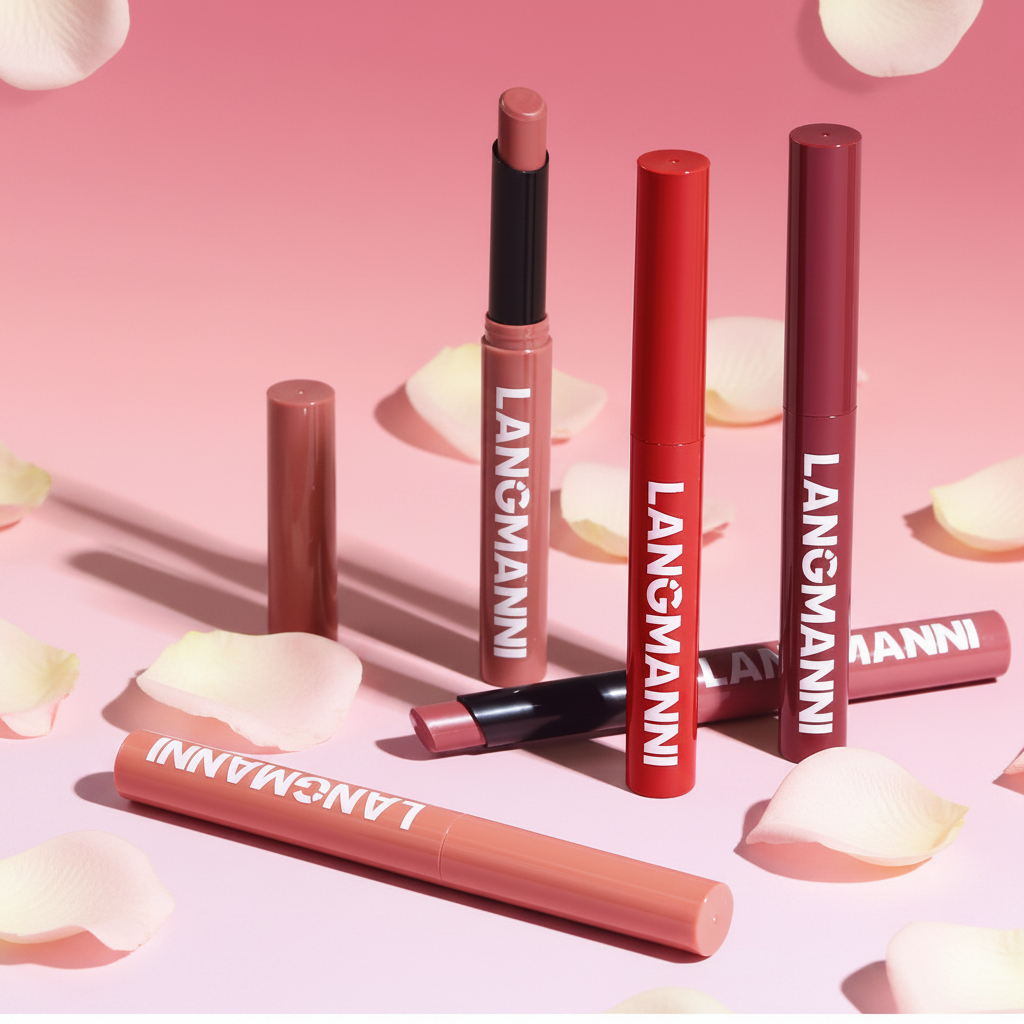 LANGMANNI Twelve-Color Slant-End Rotating Relatively Matte Moisturizing Long Lasting Lipstick for Lips 2g Regular Size