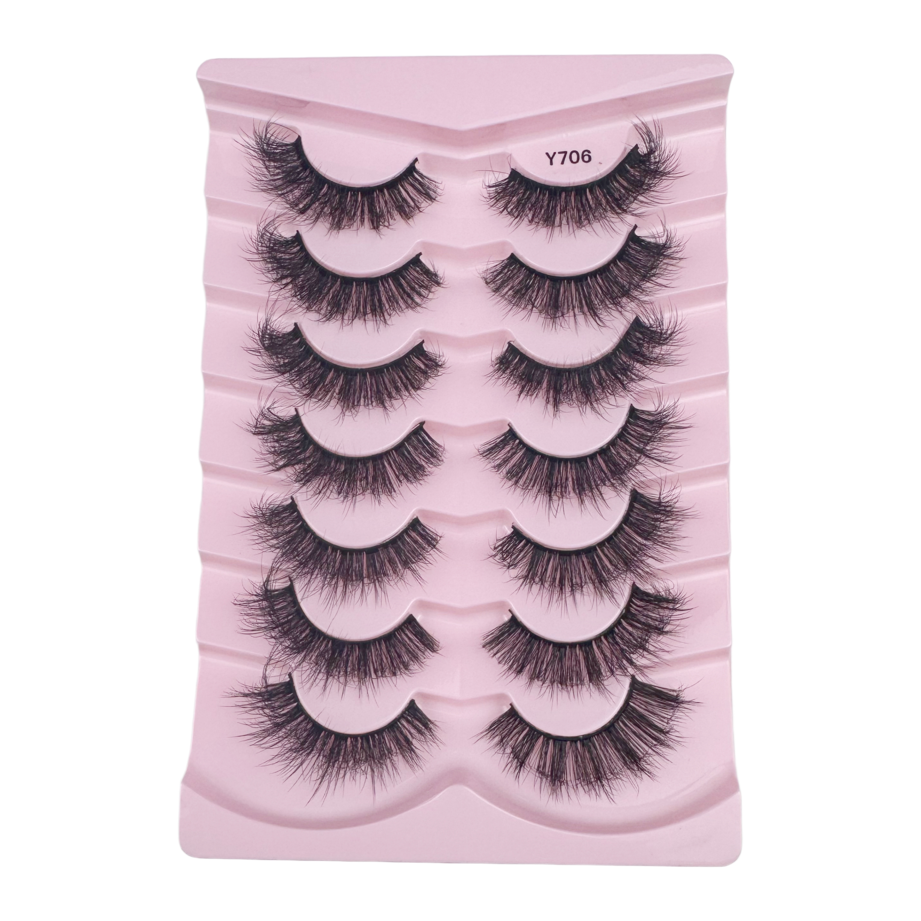Whispy Fluffy Faux Mink Lashes 7 Pairs False Eyelashes for Makeup Reusable Extensions Models Beauty Wholesale Full Strip Lashes