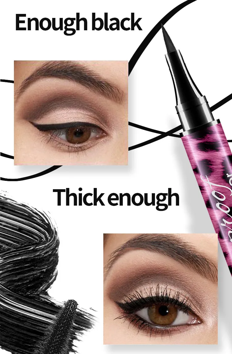 Red Leopard Liquid Mascara Eyeliner Long-Lasting Thick and Slim Natural Curly Cross Border Makeup Set