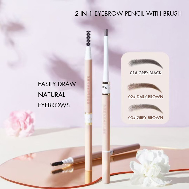2 in 1 Eyebrow Pencil WIth Brush Waterproof Long-Lasting Natural Eyebrow Pencil