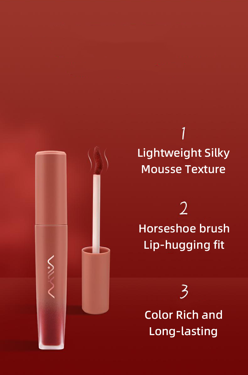 Velvet Silk Mousse Gloss Herbal Mineral Long-Lasting Vegan Lip Gloss High Pigment Non-Fading Matte Liquid Natural Makeup