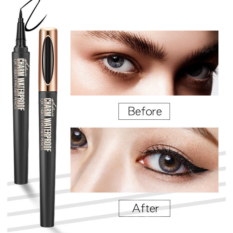 for Cross-Border Makeup Eyeliner Pen Wholesale Waterproof Oil Non-Blooming Cool Black Smooth Beauty Q611 Shantou Origin Made in China