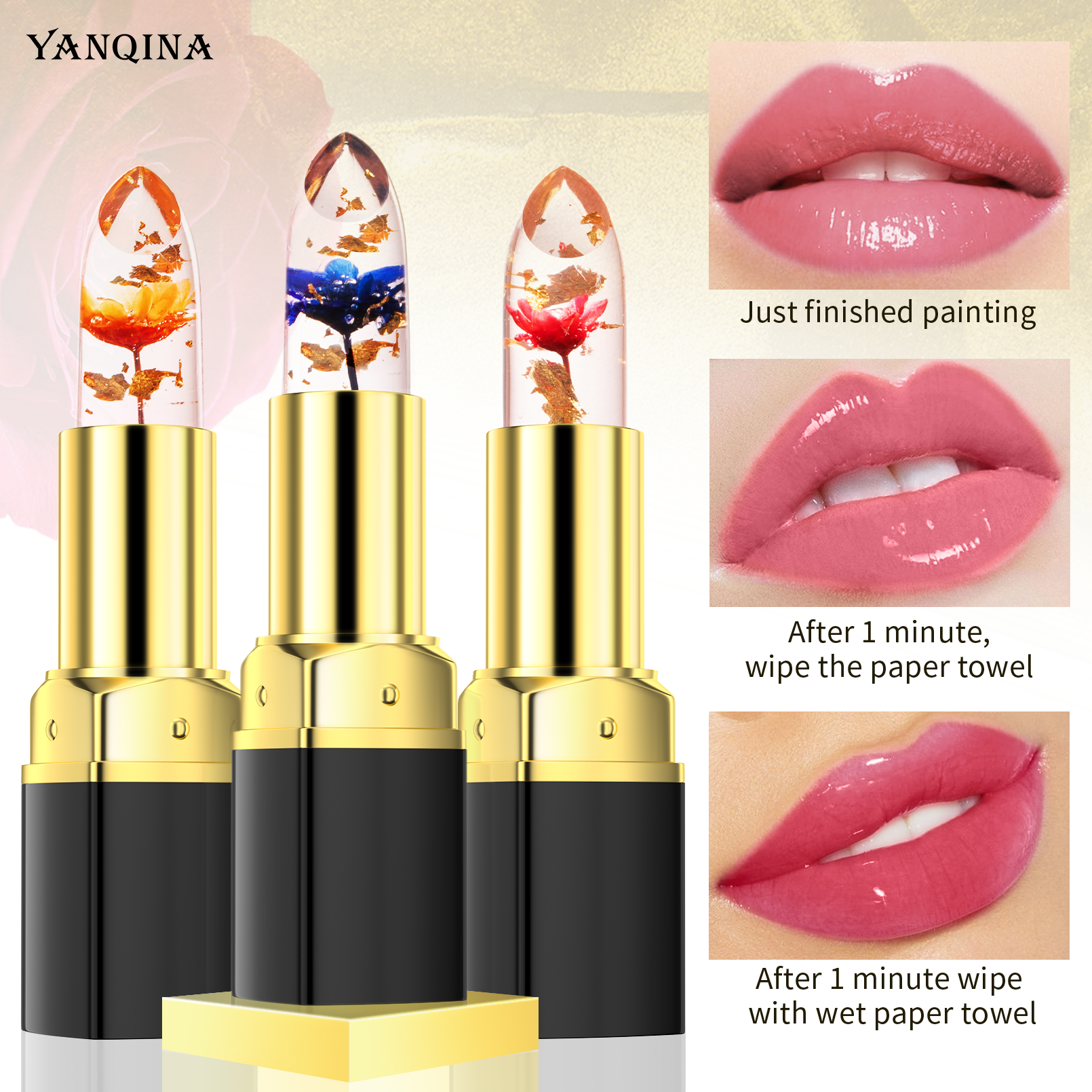 Dry Crystal Flower Jelly Lipstick Lipgloss Long Lasting Moisturizing Ph Clear Temperature Magic Color Changing Lip Gloss