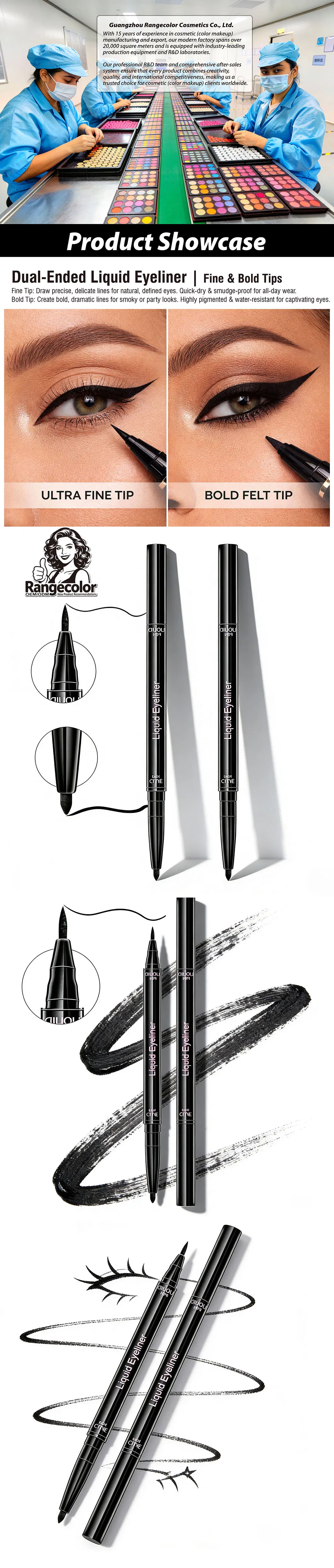 Duo Ended Eyeliner Twist Eyeliner with Liquid Eyeliner Waterbased Eyeliner