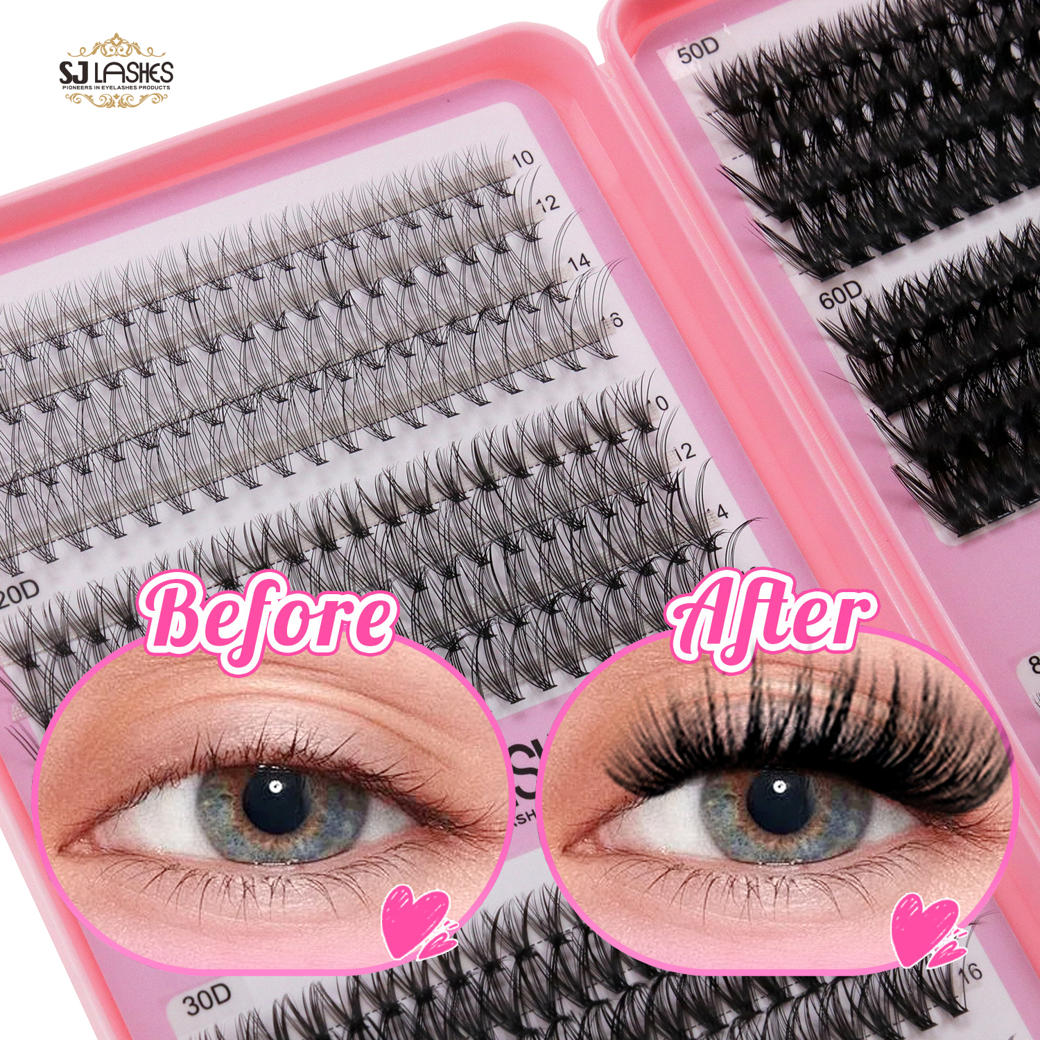 Hot-Selling DIY Eyelash Extension Kits 32 Rows Hot-Melt Hair Thick 30D 40D Single Cluster False Eyelashes Eyelashes