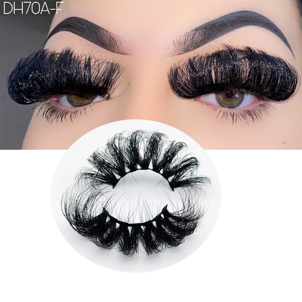 Russian 5D Full Strip Fluffy D-Curl 3D Faux Mink Eyelashes 25mm-30mm False Lashes Wholesale Vendor