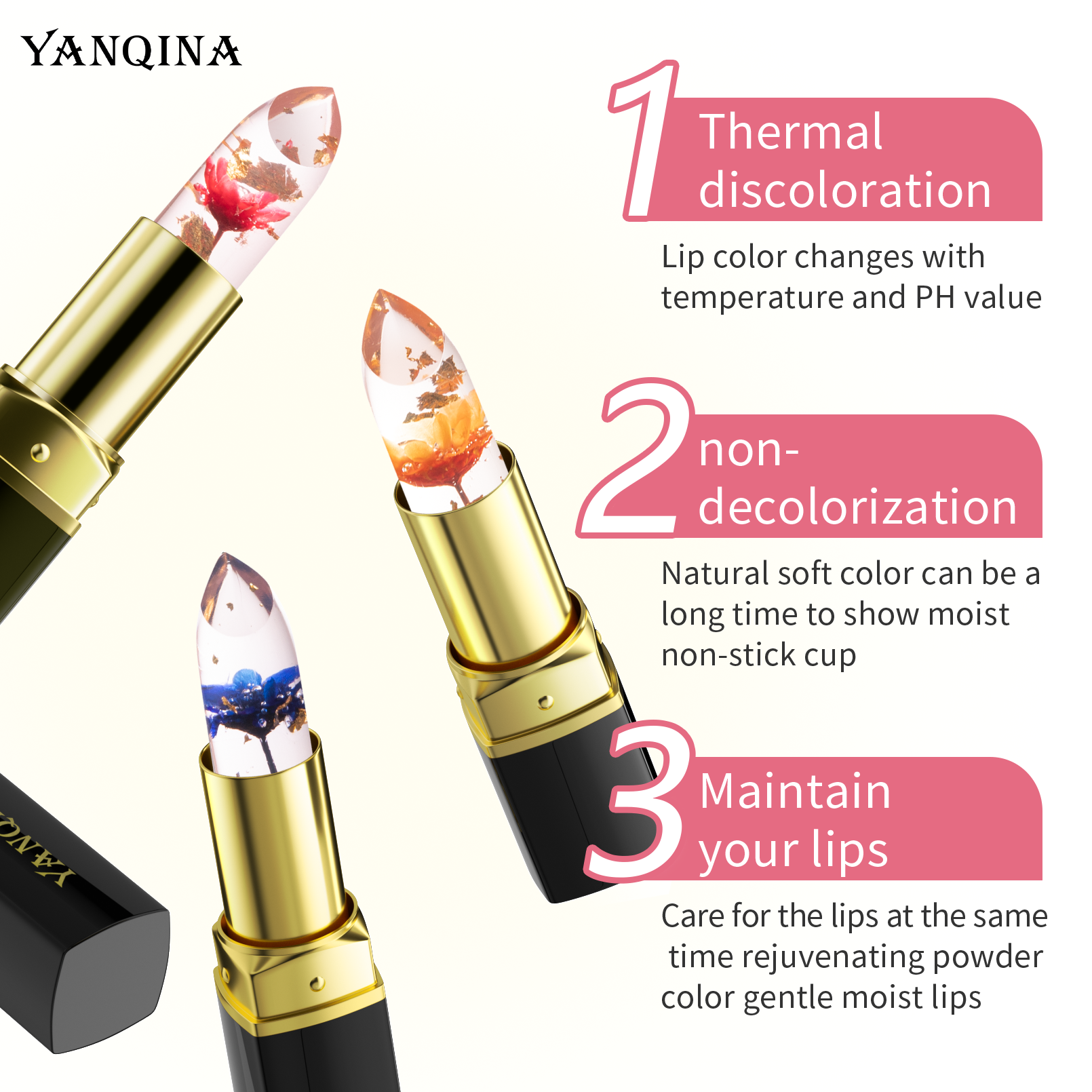 Dry Crystal Flower Jelly Lipstick Lipgloss Long Lasting Moisturizing Ph Clear Temperature Magic Color Changing Lip Gloss