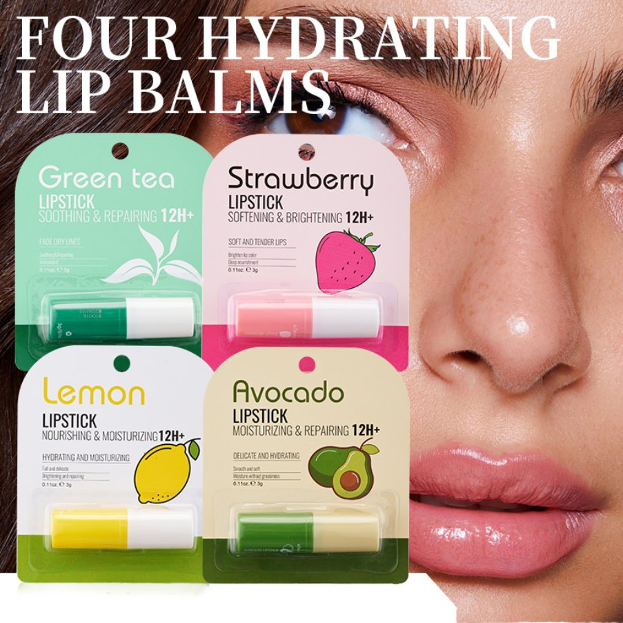 Online Wholesale Plant Lip Balm Moisturizing Lipstick Base Cute Anti-Cracking Lip Oil Natural Original Strawberry Tender Fruit Shape Lip Balm