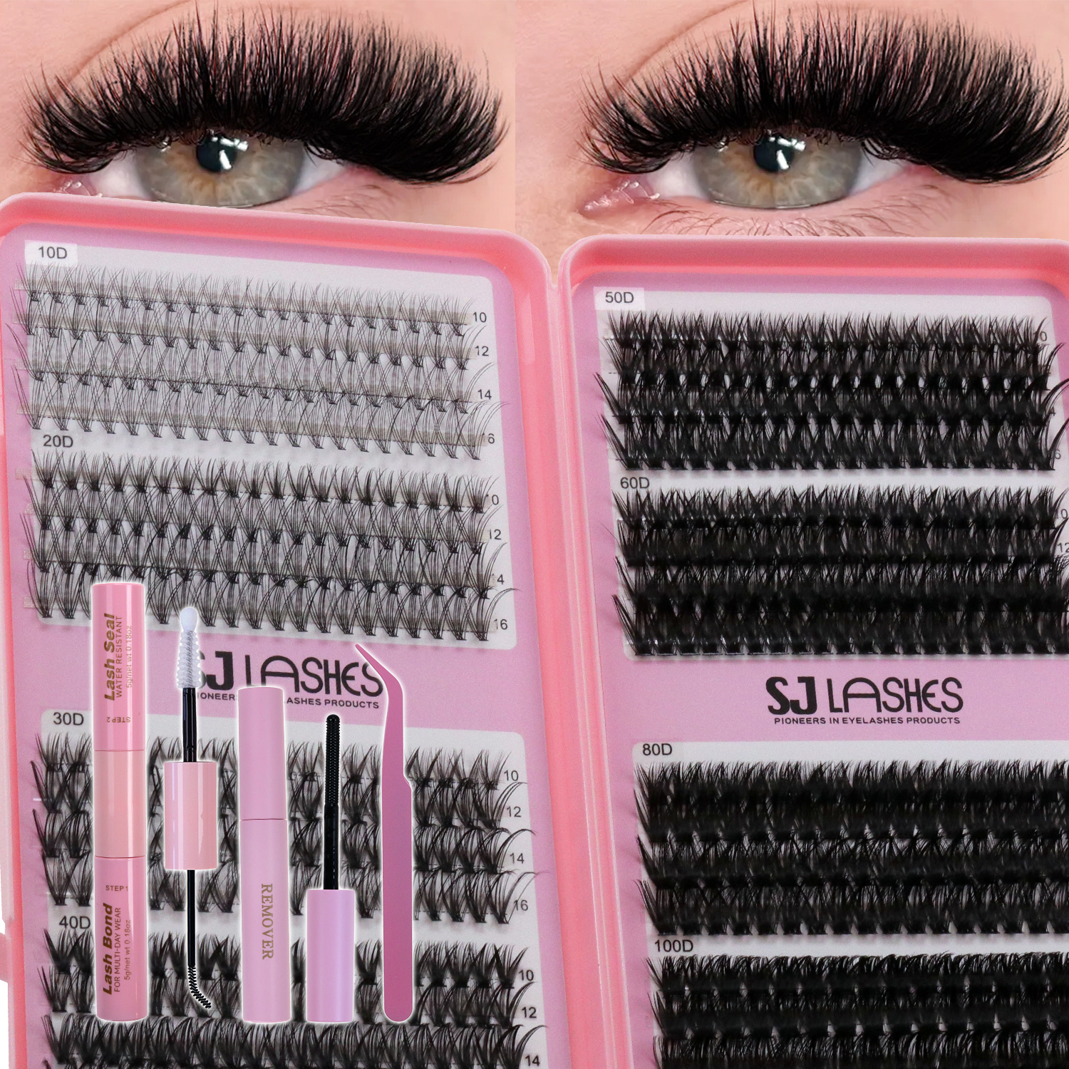 Hot-Selling DIY Eyelash Extension Kits 32 Rows Hot-Melt Hair Thick 30D 40D Single Cluster False Eyelashes Eyelashes