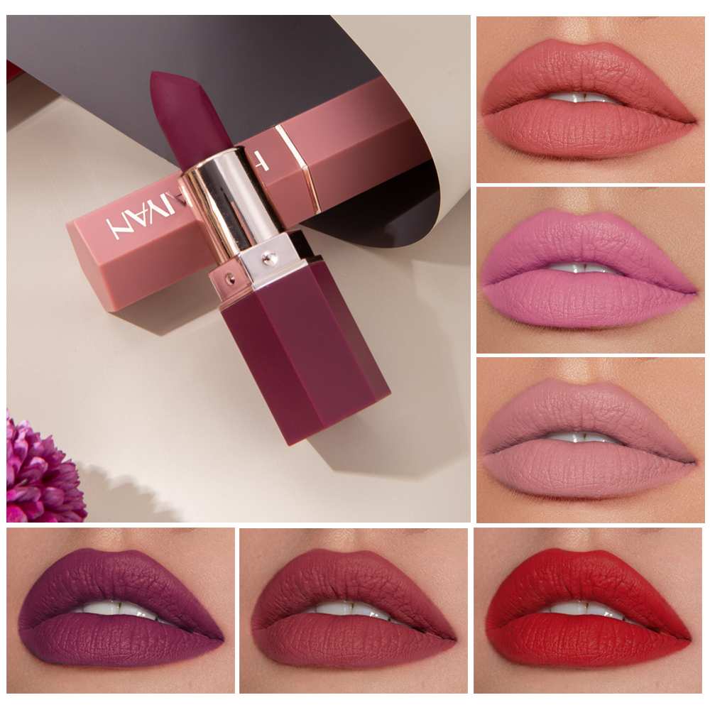 HANDAIYAN 6 Colors Simple Smooth Lipstick Velvet Matte Makeup Lipstick Waterproof Pigment Long Lasting Lipstick