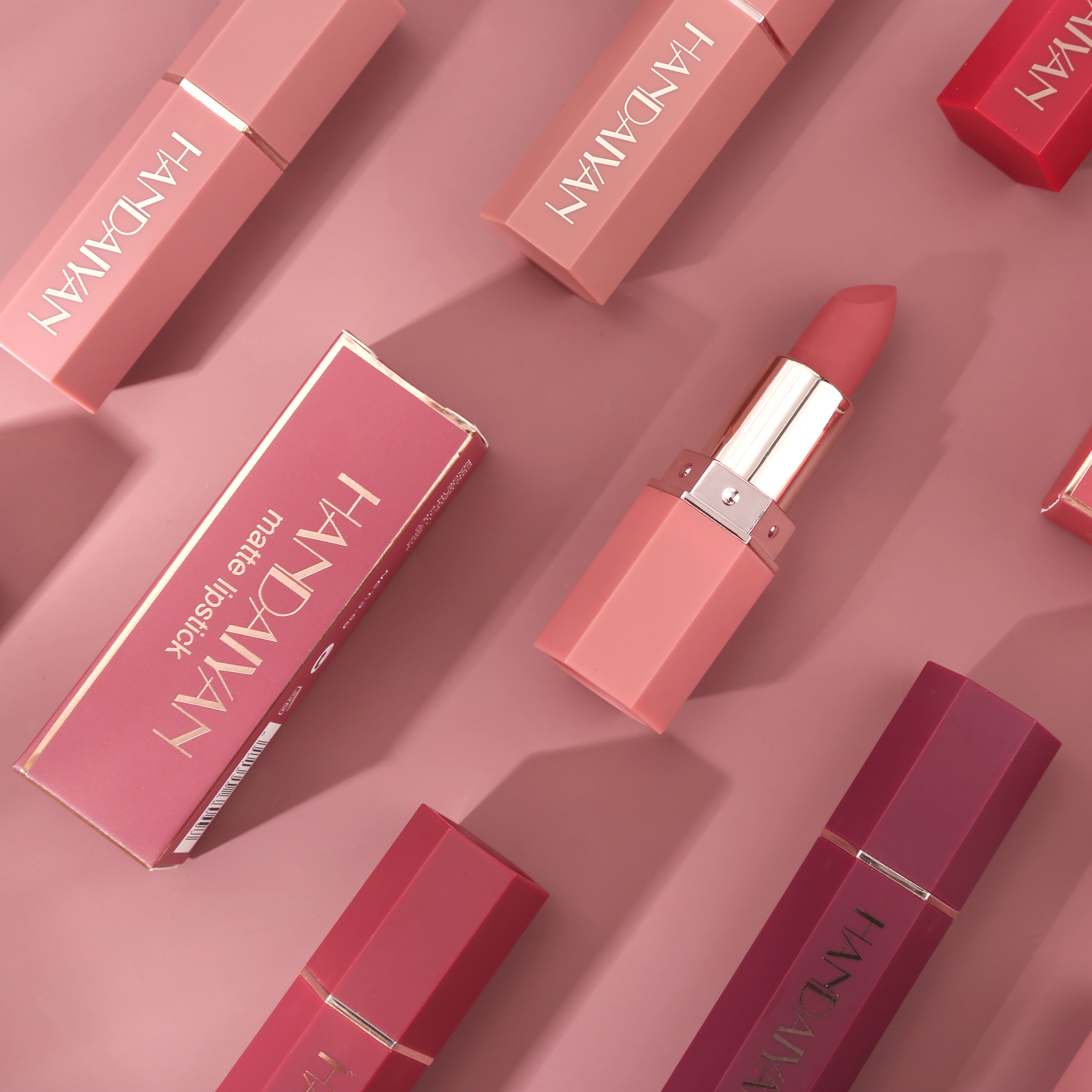 HANDAIYAN 6 Colors Simple Smooth Lipstick Velvet Matte Makeup Lipstick Waterproof Pigment Long Lasting Lipstick