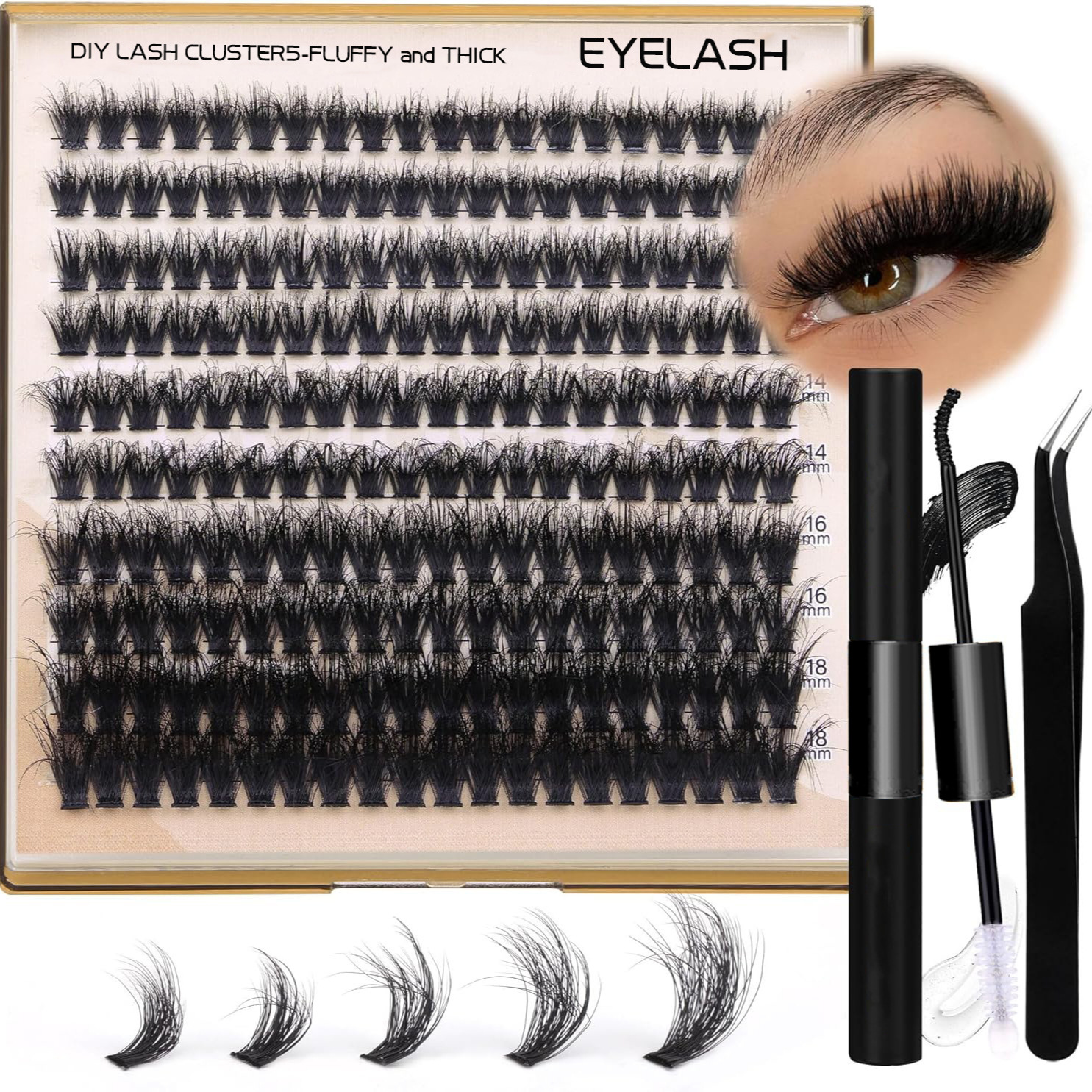 20D 30D 40D 50D 60D 80D 100D 200D Full Strip Eyelashes Kit Private Label DIY Segment Lashes Cluster Vendor Wholesale Eye Lashes