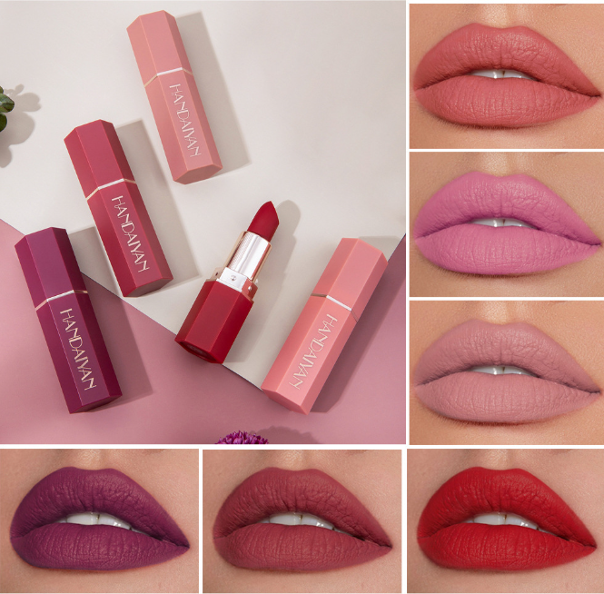 Handaiyan Lipstick 6 Colours Matte Makeup Lipstick Waterproof Pigment Long Lasting Lipstick