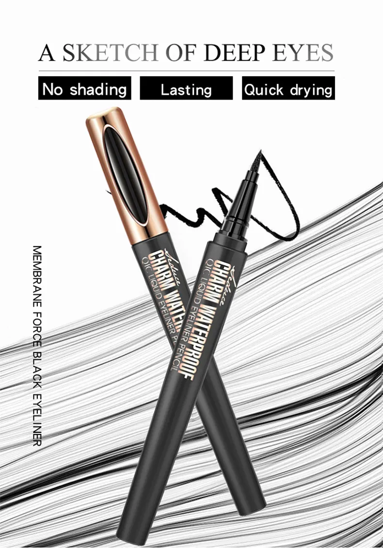 for Cross-Border Makeup Eyeliner Pen Wholesale Waterproof Oil Non-Blooming Cool Black Smooth Beauty Q611 Made in China