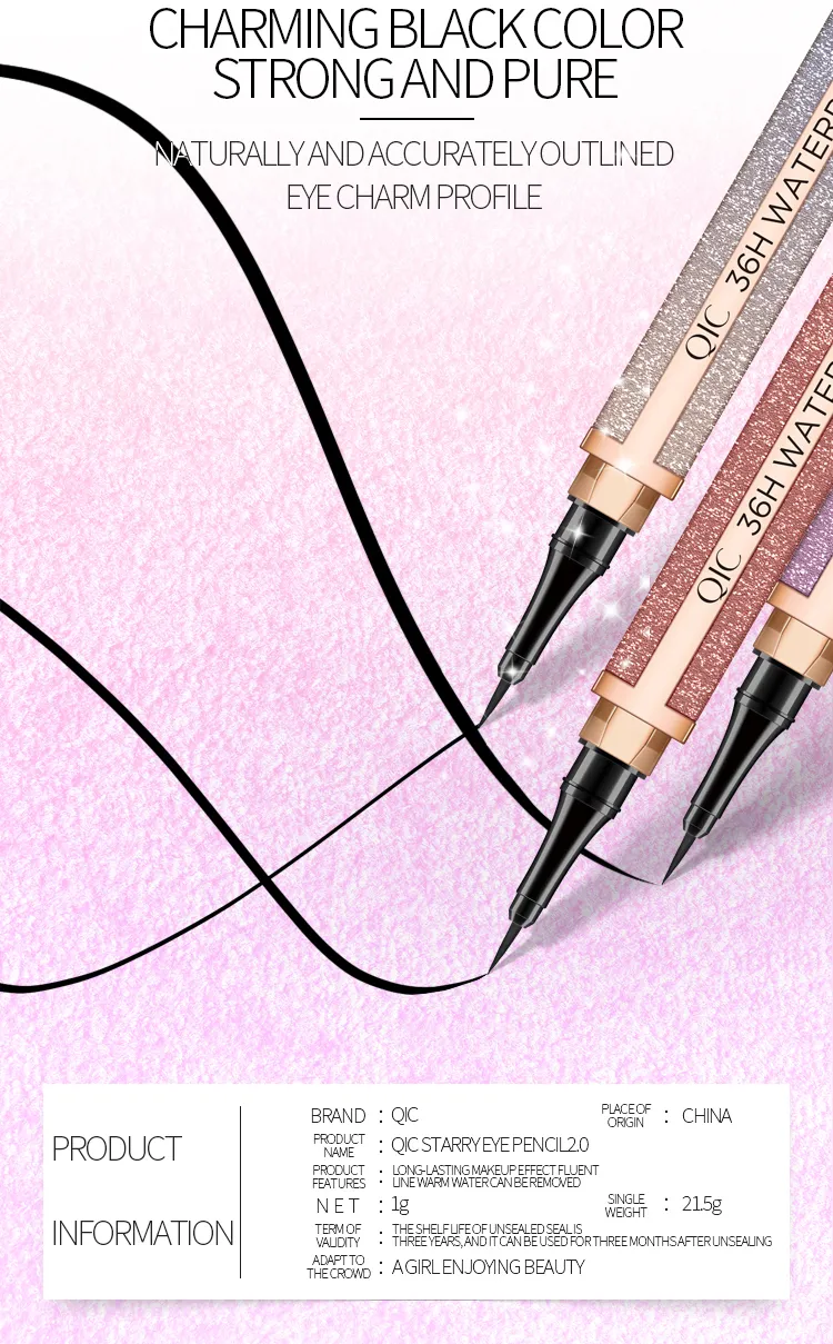 OEM Gold Diamond Color Star Shiny Eyeliner Waterproof Eyeliner for Makeup